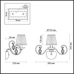 Odeon light 3921/1W CLASSIC ODL18 568 бронза/ткань/стекло Бра IP20 E14 40W 220V NIAGARA  - 2 купить